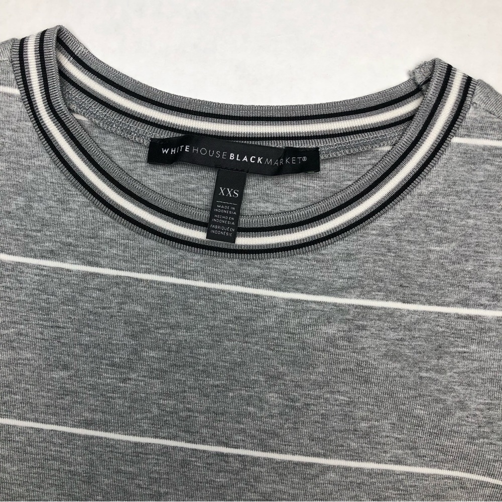 ⭐️NEW⭐️White House Black Market Long Sleeve Midi Stripe Dress With Sweater Trim - Picture 6 of 8